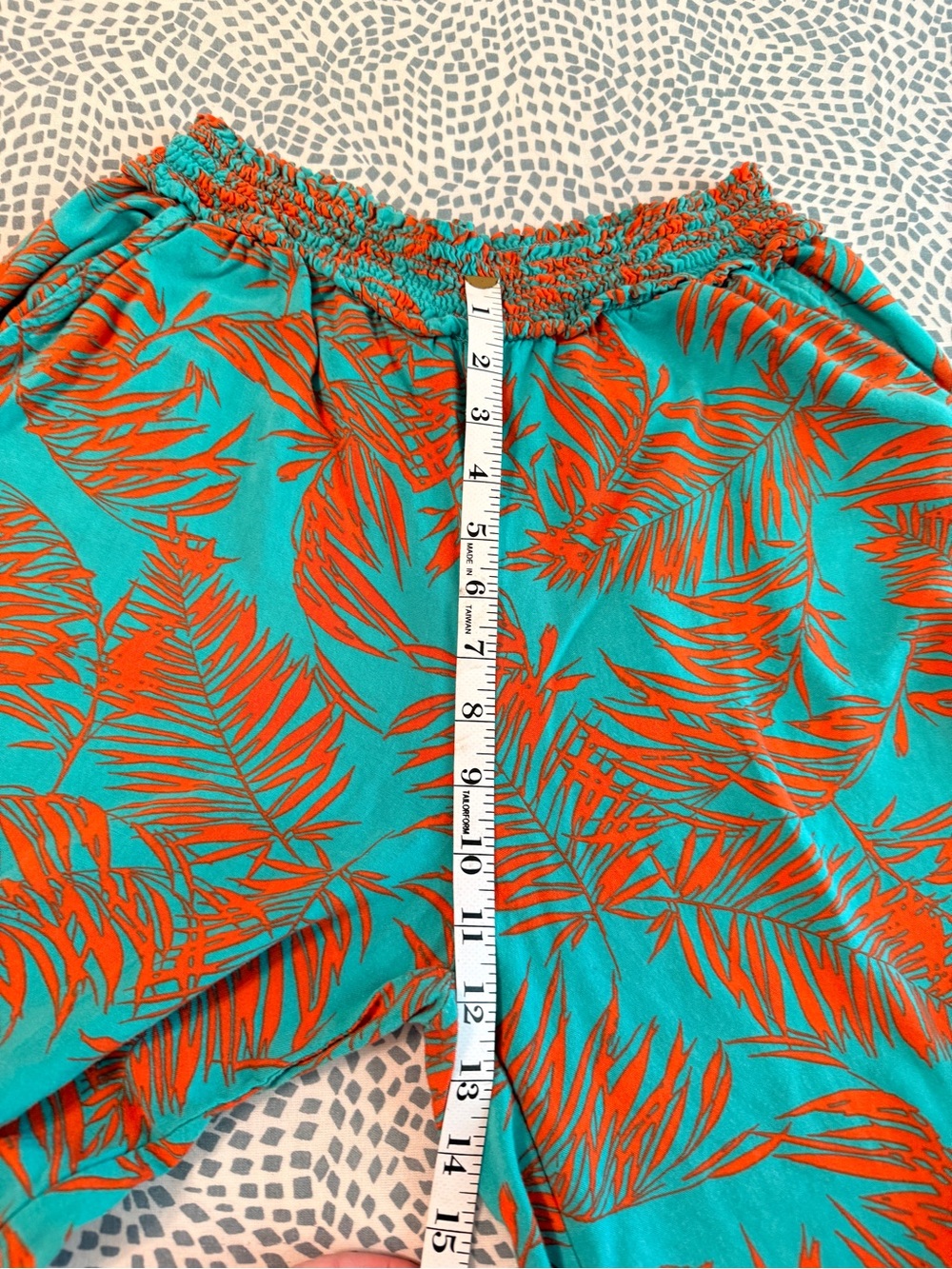 Jessica Simpson Teal Orange Tropical Print Wide Leg Cropped Pants Medium - Picture 6 of 9